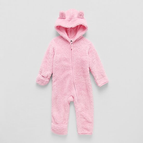 Okie Dokie Sherpa Baby Girls Long Sleeve Jumpsuit