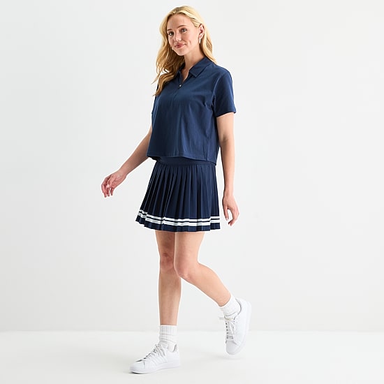 Xersion Womens Short Sleeve Zip Polo Shirt