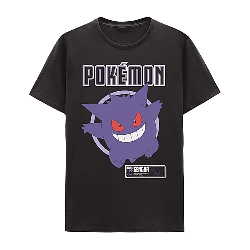 Mens Round Neck Short Sleeve Regular Fit Pokemon Graphic T-Shirt, Large, Black
