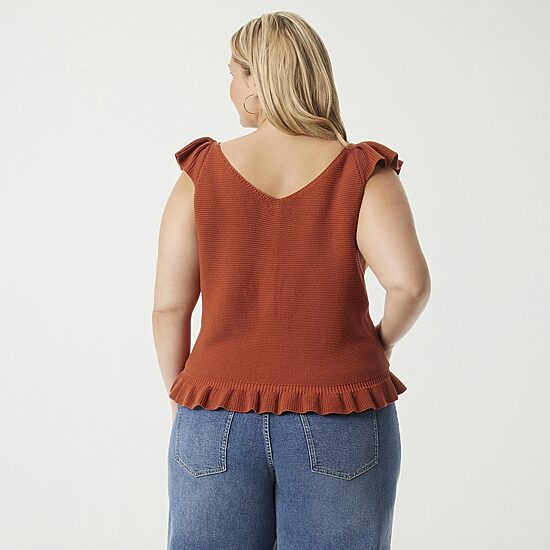 JS Jessica Simpson Plus Womens V Neck Sleeveless Cable Knit Pullover Sweater