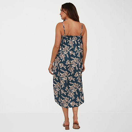 24seven Comfort Apparel Womens Square Neck Sleeveless Floral A-Line Dress