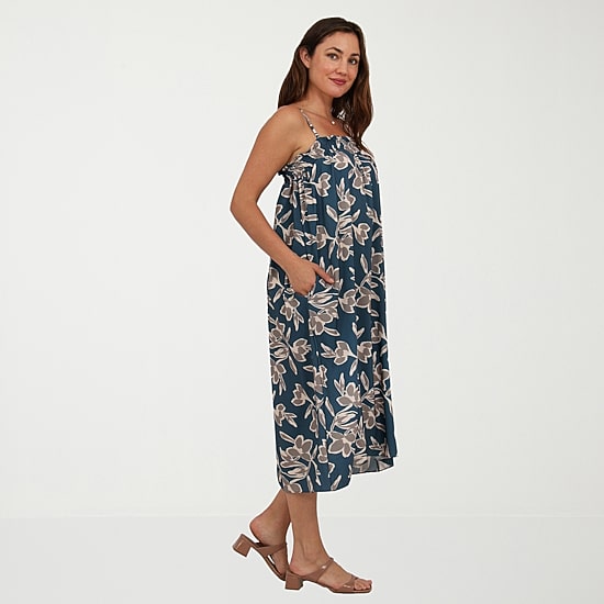 24seven Comfort Apparel Womens Square Neck Sleeveless Floral A-Line Dress