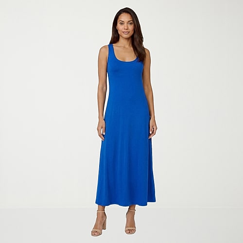24seven Comfort Apparel Womens Scoop Neck Sleeveless Maxi Dress, Xx-large, Blue