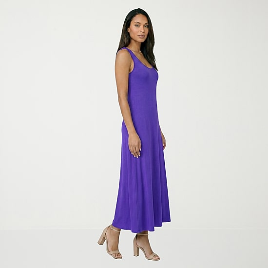 24seven Comfort Apparel Womens Scoop Neck Sleeveless Maxi Dress