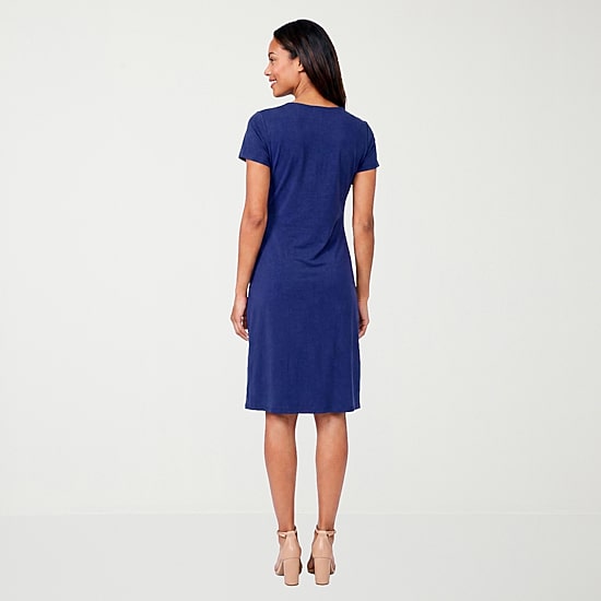 24seven Comfort Apparel Womens Short Sleeve Wrap Dress
