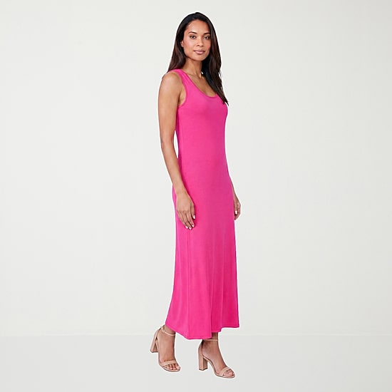 24seven Comfort Apparel Womens Scoop Neck Sleeveless Maxi Dress