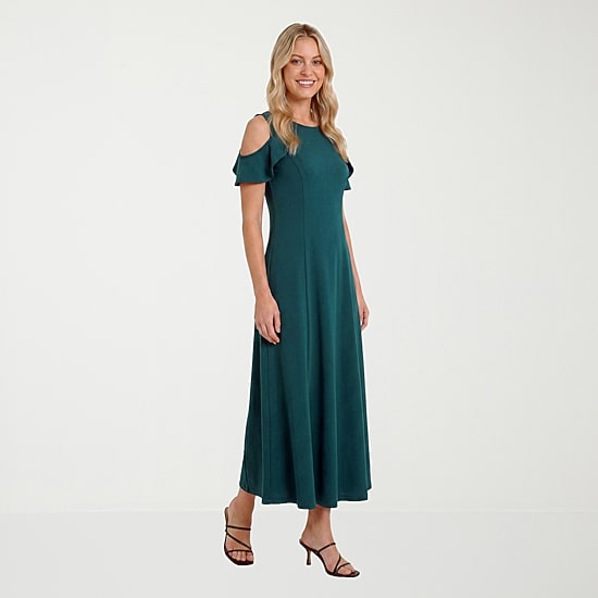 24seven Comfort Apparel Womens Round Neck Short Sleeve Maxi Dress