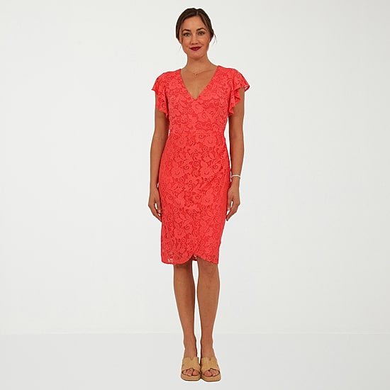 24seven Comfort Apparel Womens Midi V Neck Short Sleeve Casual Bodycon Dress