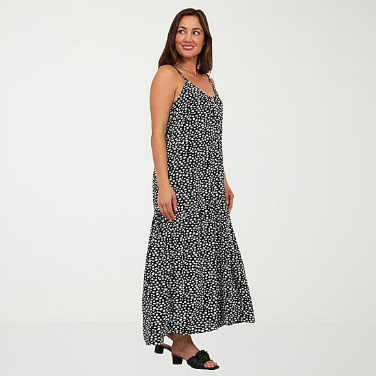 24seven Comfort Apparel Womens Scoop Neck Sleeveless Dots A-Line Dress