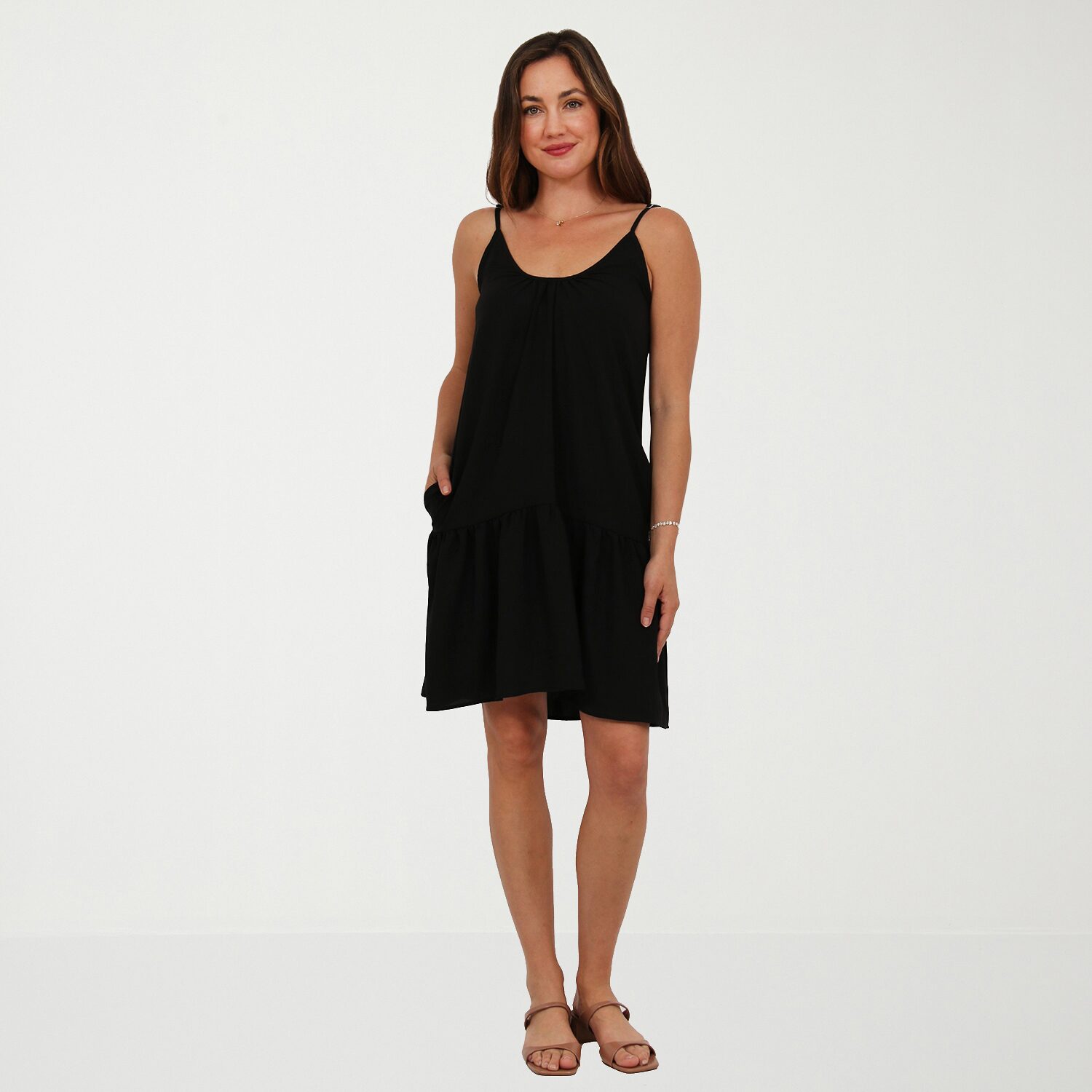 24seven Comfort Apparel Womens Scoop Neck Sleeveless A-Line Dress