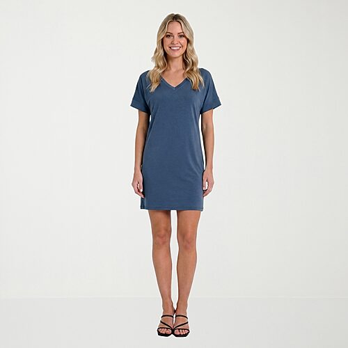 24seven Comfort Apparel Womens Short Sleeve T-Shirt Dress, Xx-large, Blue