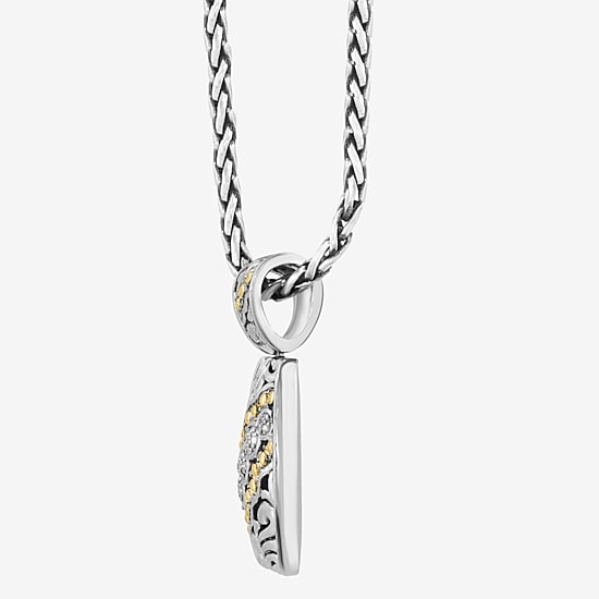Effy Final Call Limited Quantities! Womens 1/10 CT. T.W. Natural White Diamond 18K Gold Over Silver Rectangular 18 Inch Pendant Necklace