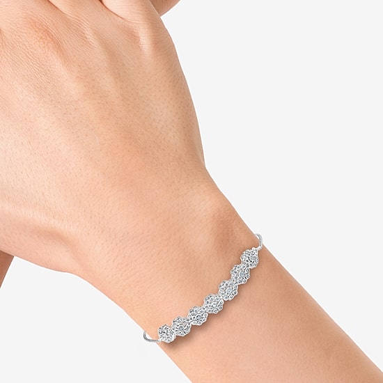 Effy Final Call Limited Quantities! Womens 1/2 CT. T.W. Natural White Diamond Sterling Silver Bolo Bracelet