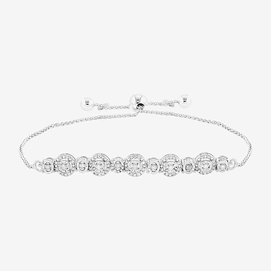 Effy Final Call Limited Quantities! Womens 1/4 CT. T.W. Natural White Diamond Sterling Silver Bolo Bracelet