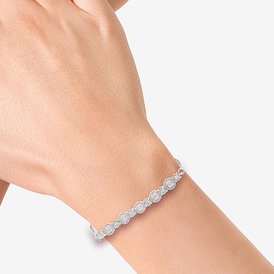 Effy Final Call Limited Quantities! Womens 1/4 CT. T.W. Natural White Diamond Sterling Silver Bolo Bracelet
