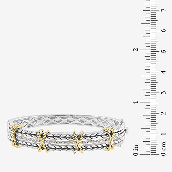 Effy Final Call Limited Quantities! Womens 1/8 CT. T.W. Natural White Diamond 18K Gold Over Silver Bangle Bracelet