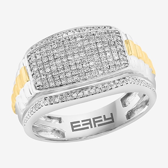 Effy Final Call Limited Quantities! Mens 1/2 CT. T.W. Natural Diamond 14K Gold Over Silver Rectangular Fashion Ring