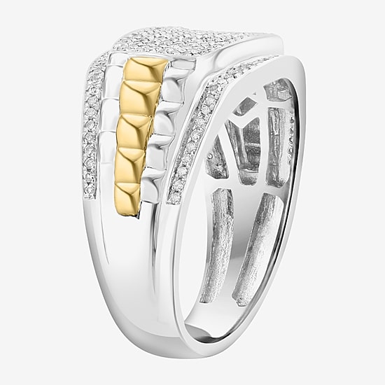 Effy Final Call Limited Quantities! Mens 1/2 CT. T.W. Natural Diamond 14K Gold Over Silver Rectangular Fashion Ring
