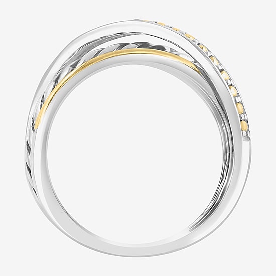 Effy Final Call Limited Quantities! Womens 1/10 CT. T.W. Genuine White Diamond 18K Gold Over Silver Crossover Band