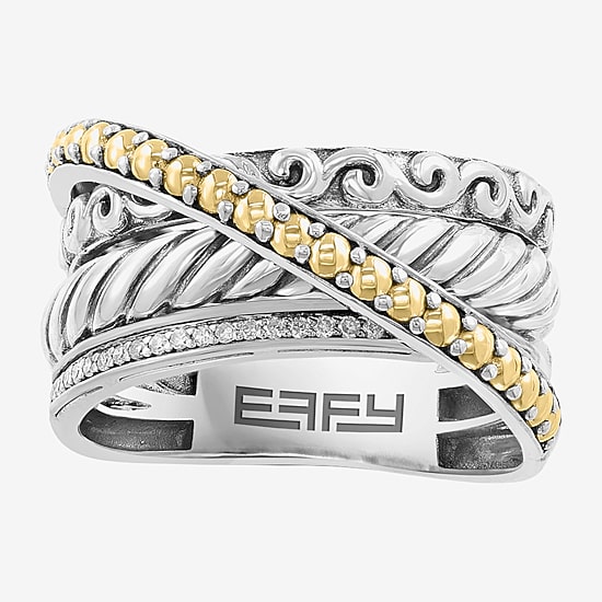 Effy Final Call Limited Quantities! Womens 1/10 CT. T.W. Genuine White Diamond 18K Gold Over Silver Crossover Band