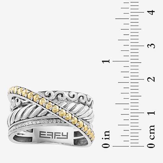 Effy Final Call Limited Quantities! Womens 1/10 CT. T.W. Genuine White Diamond 18K Gold Over Silver Crossover Band