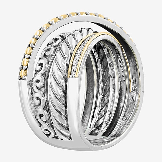 Effy Final Call Limited Quantities! Womens 1/10 CT. T.W. Genuine White Diamond 18K Gold Over Silver Crossover Band