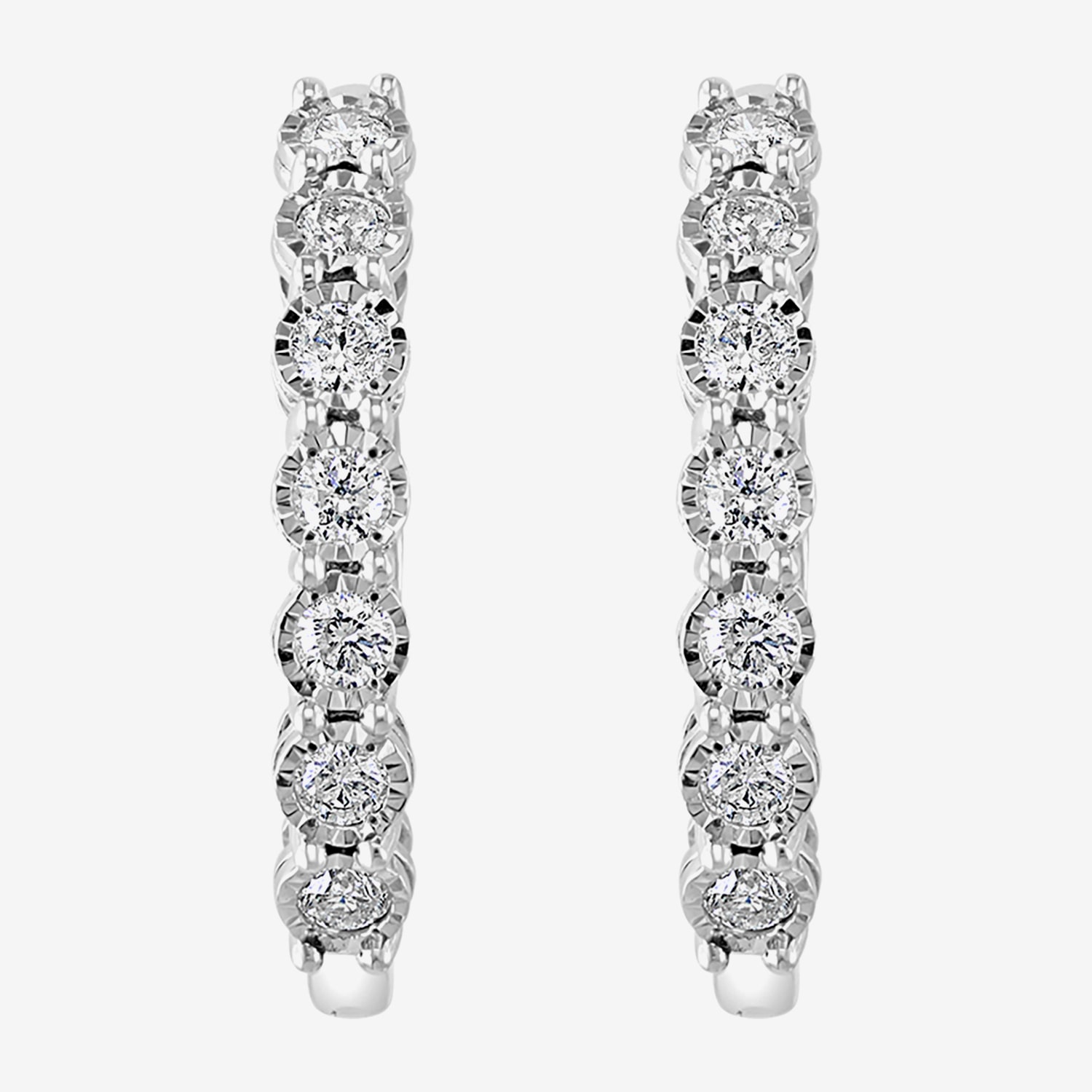 Effy Final Call Limited Quantities! Womens 1 CT. T.W. Natural White Diamond Sterling Silver 24.7mm Hoop Earrings