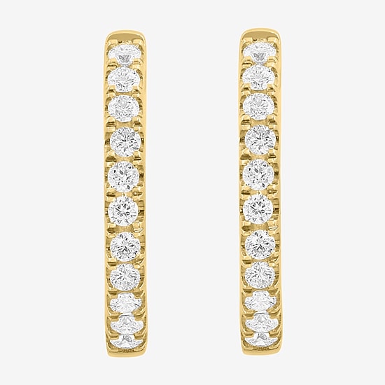 Effy Final Call Limited Quantities! Womens 1/2 CT. T.W. Lab Grown White Diamond 14K Gold Hoop Earrings