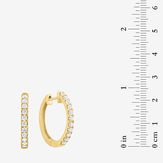Effy Final Call Limited Quantities! Womens 1/2 CT. T.W. Lab Grown White Diamond 14K Gold Hoop Earrings