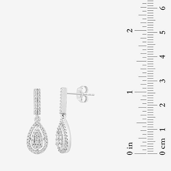 Effy Final Call Limited Quantities! Womens 1/2 CT. T.W. Natural White Diamond Sterling Silver Pear Drop Earrings