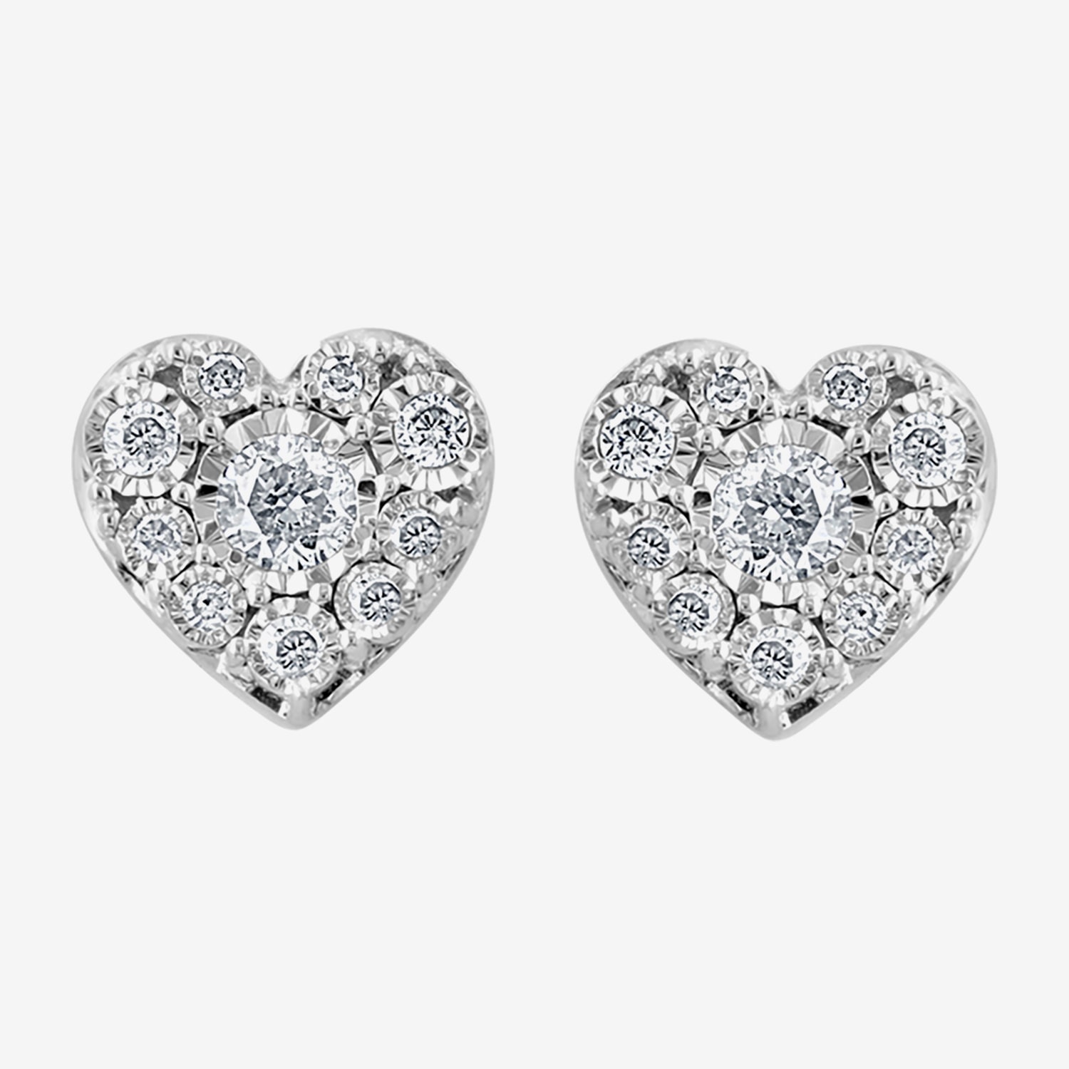 Effy Final Call Limited Quantities! 1/4 CT. T.W. Natural White Diamond Sterling Silver 6.5mm Heart Stud Earrings