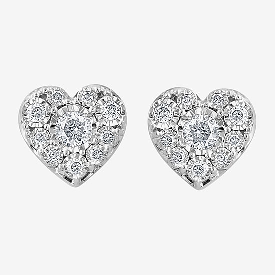 Effy Final Call Limited Quantities! 1/4 CT. T.W. Natural White Diamond Sterling Silver 6.5mm Heart Stud Earrings