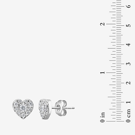 Effy Final Call Limited Quantities! 1/4 CT. T.W. Natural White Diamond Sterling Silver 6.5mm Heart Stud Earrings
