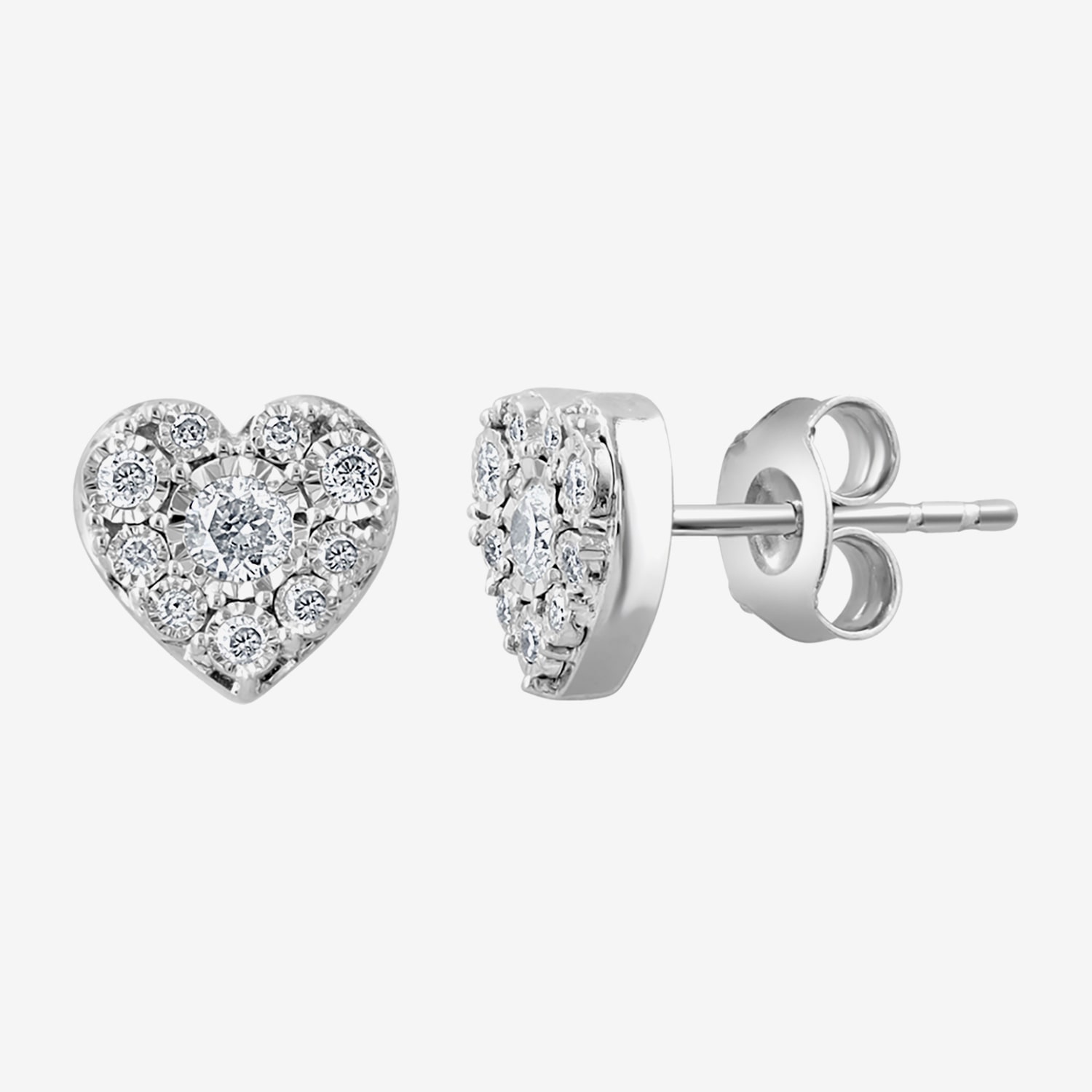 Effy Final Call Limited Quantities! 1/4 CT. T.W. Natural White Diamond Sterling Silver 6.5mm Heart Stud Earrings