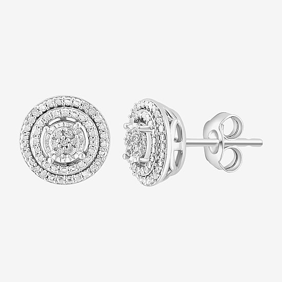 Effy Final Call Limited Quantities! 1/10 CT. T.W. Natural White Diamond Sterling Silver 9.5mm Round Stud Earrings