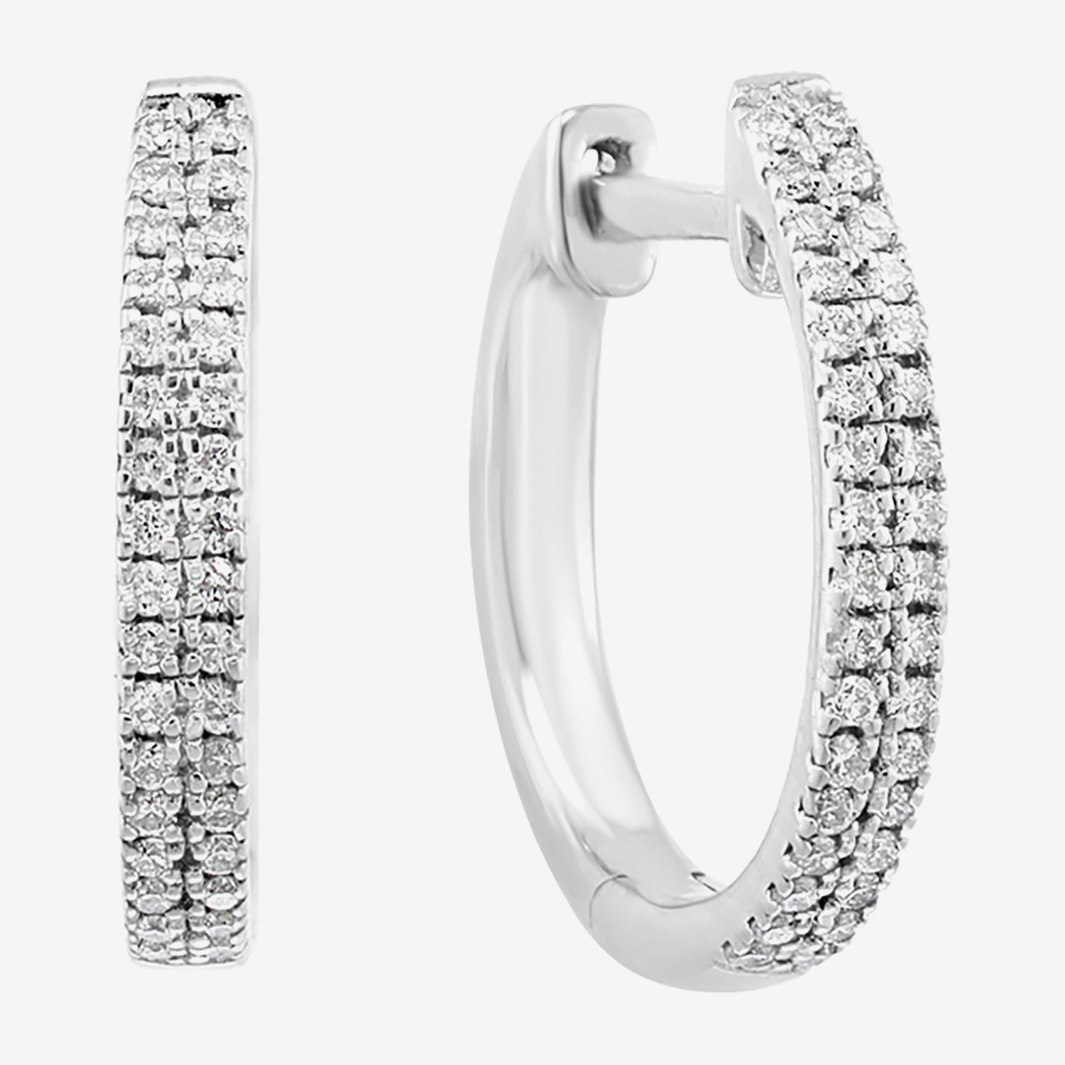 Effy Final Call Limited Quantities! Womens 1/5 CT. Natural White Diamond Sterling Silver 13.7mm Hoop Earrings