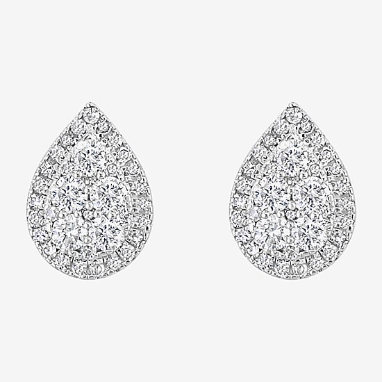 Effy Final Call Limited Quantities! 1/2 CT. T.W. Natural White Diamond Sterling Silver 10.2mm Pear Stud Earrings