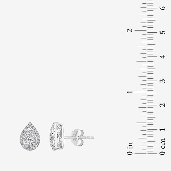 Effy Final Call Limited Quantities! 1/2 CT. T.W. Natural White Diamond Sterling Silver 10.2mm Pear Stud Earrings