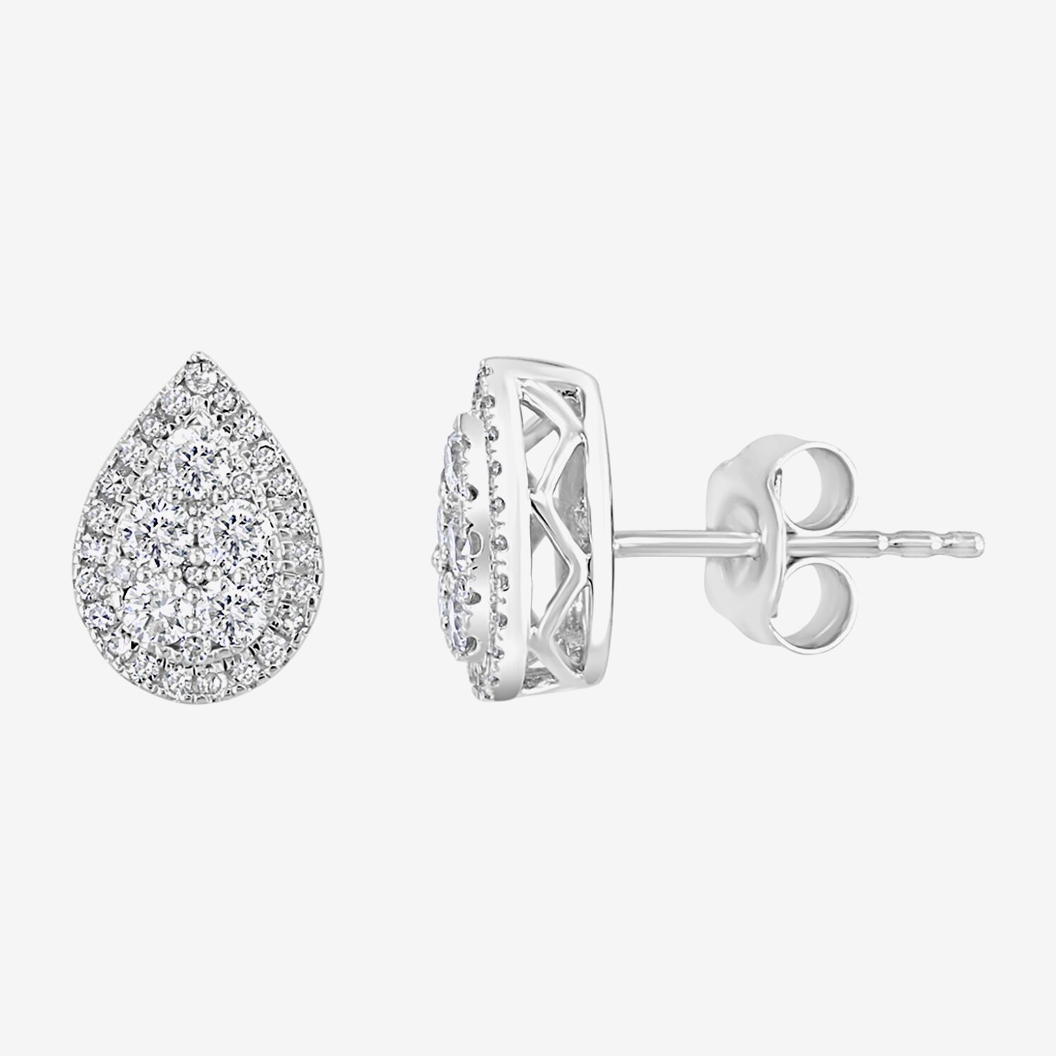 Effy Final Call Limited Quantities! 1/2 CT. T.W. Natural White Diamond Sterling Silver 10.2mm Pear Stud Earrings