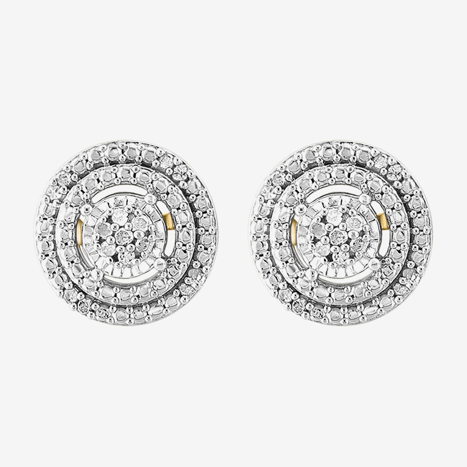 Effy Final Call Limited Quantities! 1/10 CT. T.W. Natural White Diamond 14K Gold Over Silver 9.5mm Round Stud Earrings