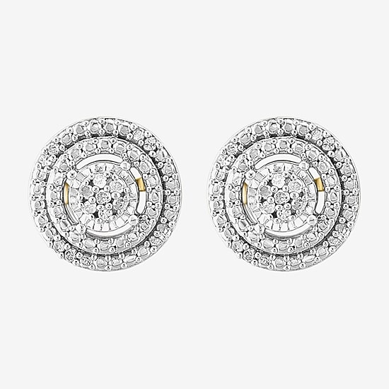 Effy Final Call Limited Quantities! 1/10 CT. T.W. Natural White Diamond 14K Gold Over Silver 9.5mm Round Stud Earrings