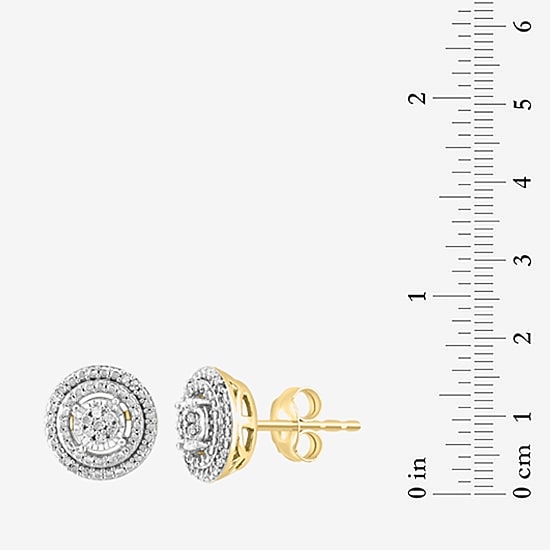 Effy Final Call Limited Quantities! 1/10 CT. T.W. Natural White Diamond 14K Gold Over Silver 9.5mm Round Stud Earrings