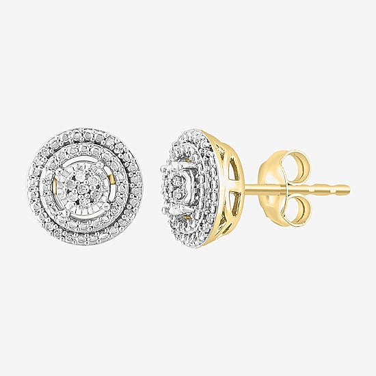 Effy Final Call Limited Quantities! 1/10 CT. T.W. Natural White Diamond 14K Gold Over Silver 9.5mm Round Stud Earrings