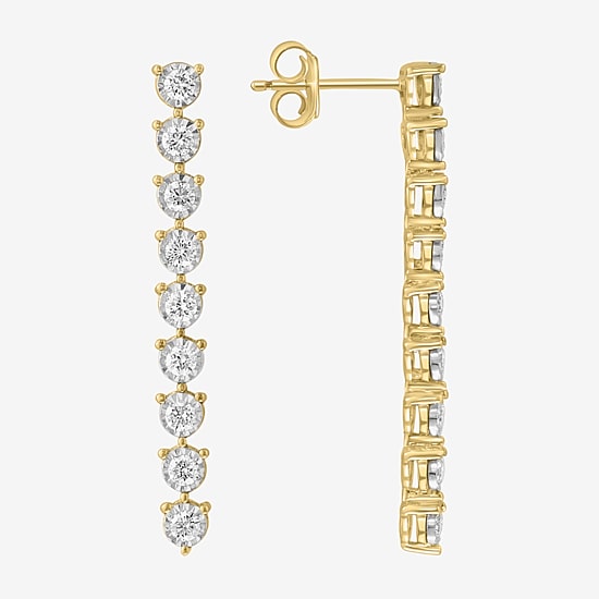 Effy Final Call Limited Quantities! Womens 3/4 CT. T.W. Lab Grown White Diamond 14K Gold Drop Earrings