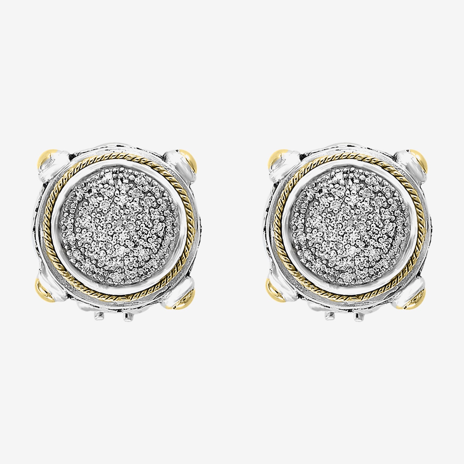 Effy Final Call Limited Quantities! 1/3 CT. T.W. Natural White Diamond 18K Gold Over Silver 12mm Round Stud Earrings