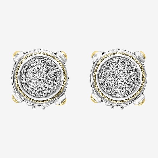 Effy Final Call Limited Quantities! 1/3 CT. T.W. Natural White Diamond 18K Gold Over Silver 12mm Round Stud Earrings