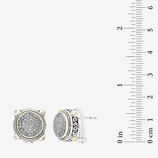 Effy Final Call Limited Quantities! 1/3 CT. T.W. Natural White Diamond 18K Gold Over Silver 12mm Round Stud Earrings