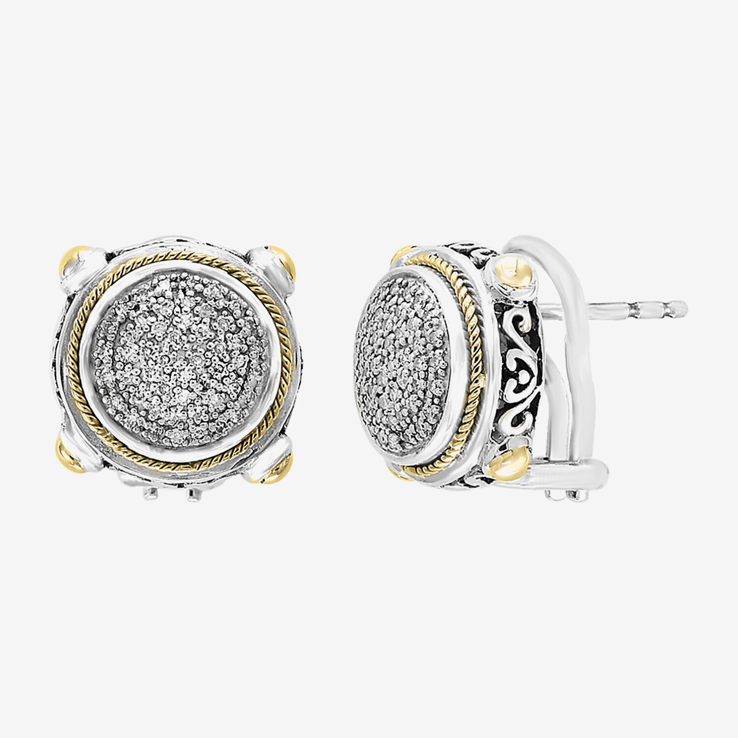 Effy Final Call Limited Quantities! 1/3 CT. T.W. Natural White Diamond 18K Gold Over Silver 12mm Round Stud Earrings