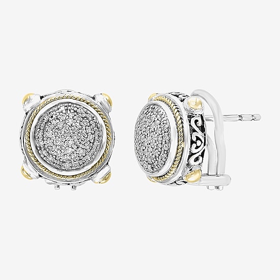 Effy Final Call Limited Quantities! 1/3 CT. T.W. Natural White Diamond 18K Gold Over Silver 12mm Round Stud Earrings