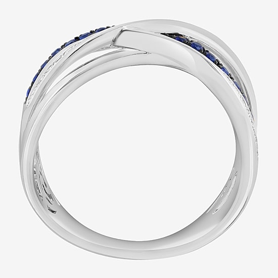 Effy Final Call Limited Quantities! Womens 2MM 1/10 CT. T.W. Genuine Blue Sapphire 14K White Gold Crossover Band